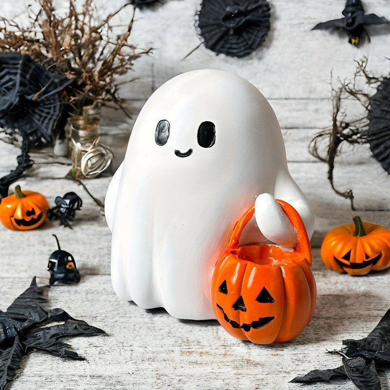 Figura Decorativa de Halloween con Luz LED - Fantasma y Personajes Luminosos de Resina