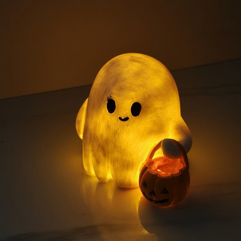 Figura Decorativa de Halloween con Luz LED - Fantasma y Personajes Luminosos de Resina