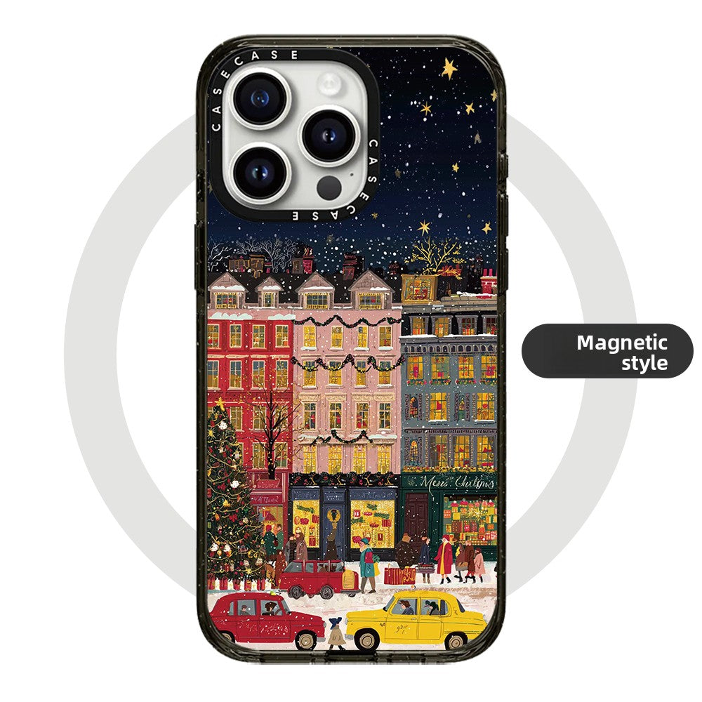 Funda Magnética para iPhone con Diseño Navideño y Acabado Espejo
