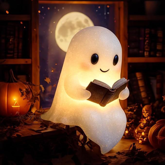Figura Decorativa de Halloween con Luz LED - Fantasma y Personajes Luminosos de Resina