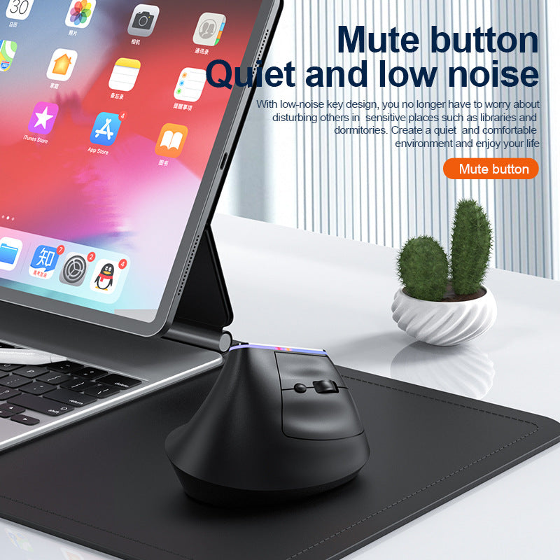 Mouse Vertical Ergonómico Inalámbrico - Click Silencioso, Bluetooth y 2.4G, Recargable