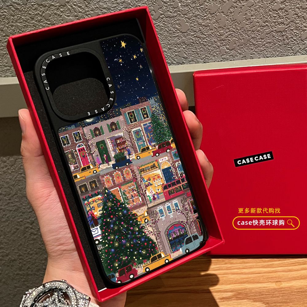 Funda Magnética para iPhone con Diseño Navideño y Acabado Espejo