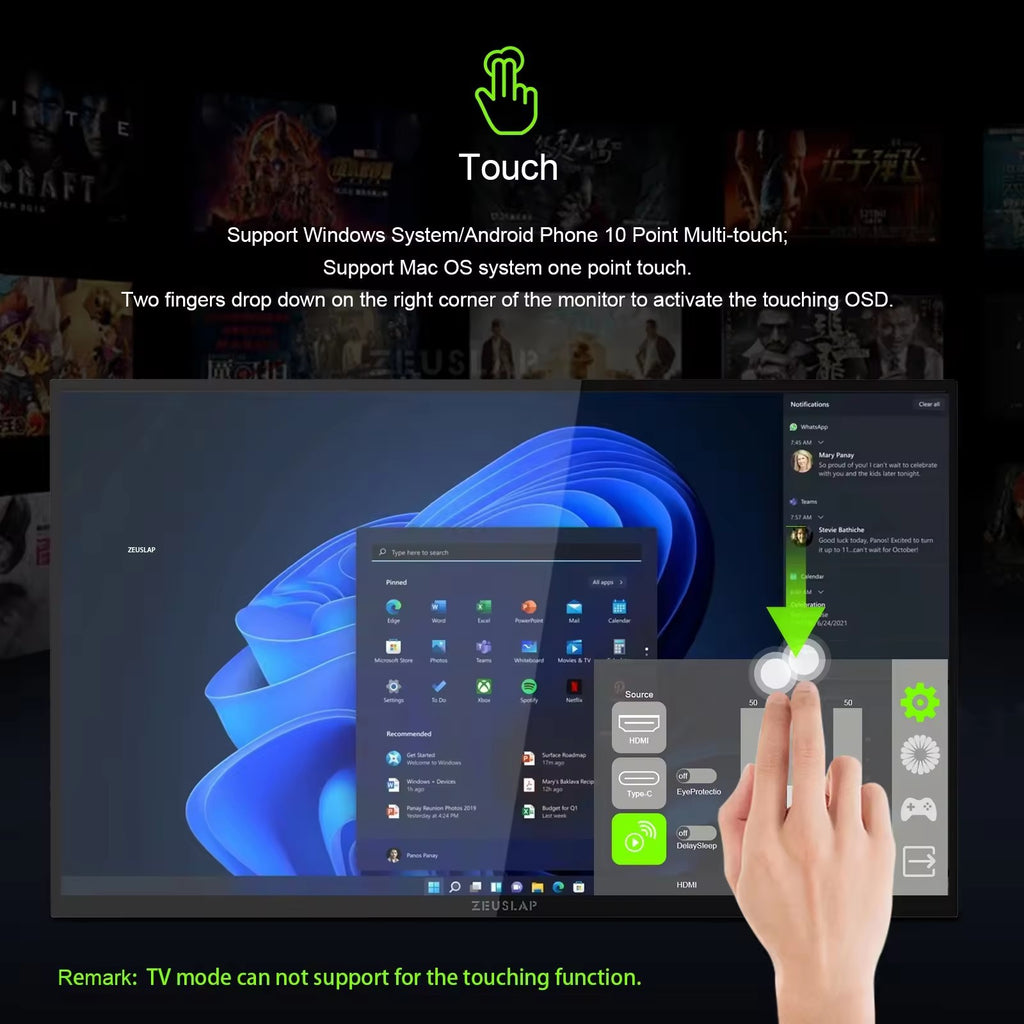 Pantalla Portátil Smart TV 18.5" Táctil Full HD - Monitor con Google TV, HDMI y USB-C