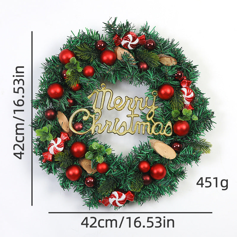 Corona Navideña Decorativa para Puerta - Guirnalda con Esferas de Colores