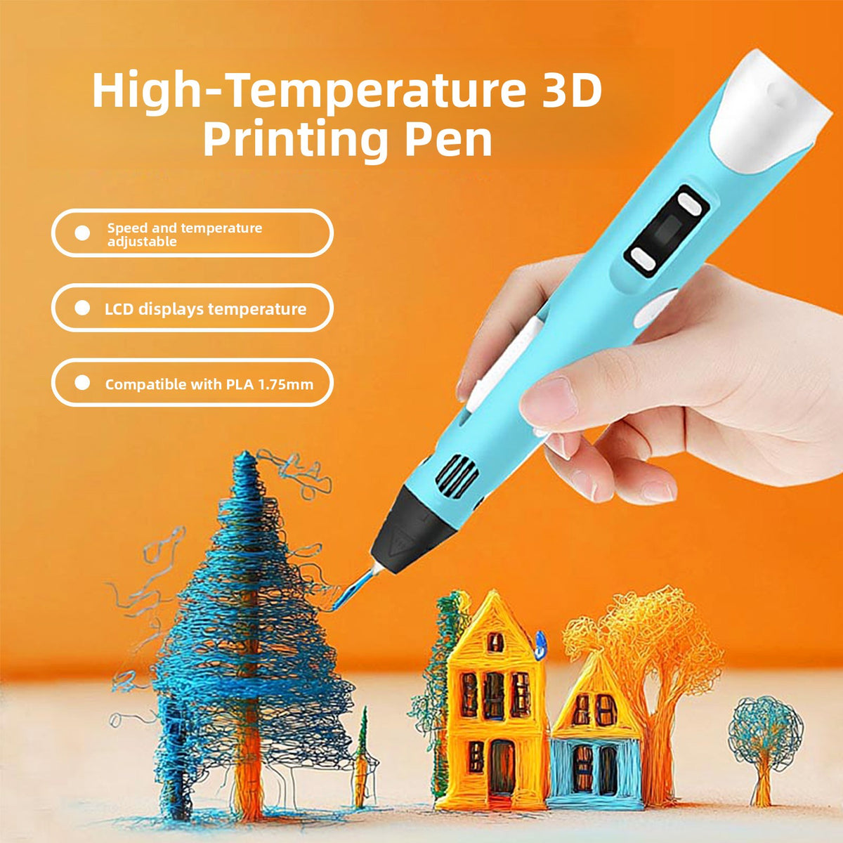 Pluma 3D de Impresión - Lápiz Creativo para Dibujar en el Aire, Pantalla LED y Carga USB-C