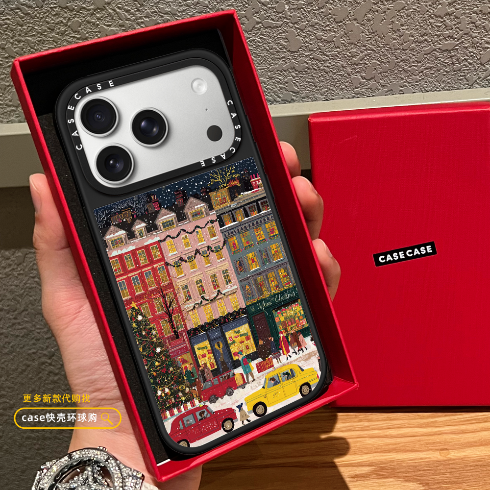 Funda Magnética para iPhone con Diseño Navideño y Acabado Espejo
