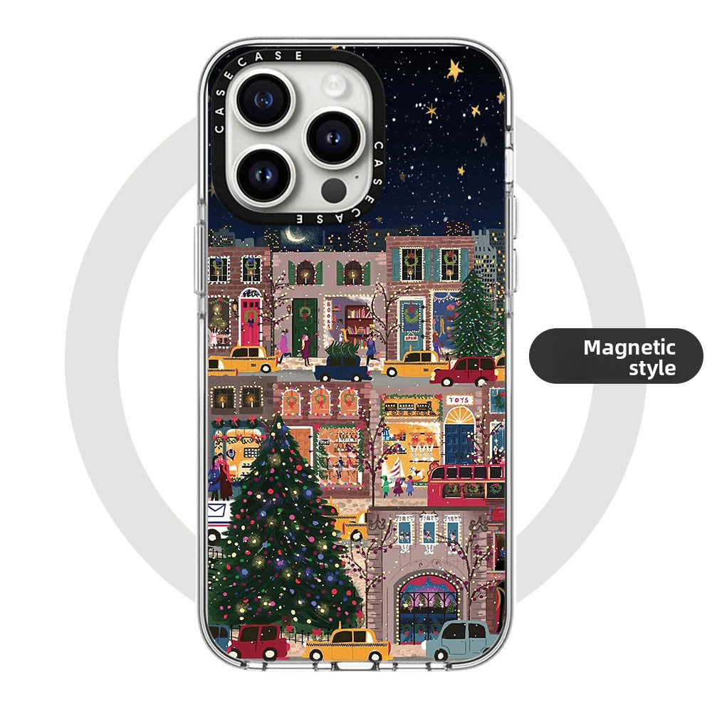 Funda Magnética para iPhone con Diseño Navideño y Acabado Espejo