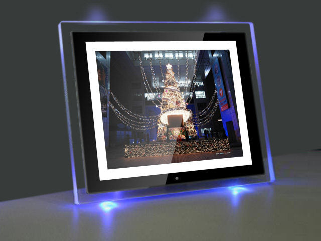 Marco Digital de Fotos HD Multimedia - Pantalla LED con Control Remoto y Bocinas Integradas