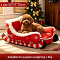 Cama para Mascotas Navideña en Forma de Trineo - Cálida y Lavable para Perros y Gatos