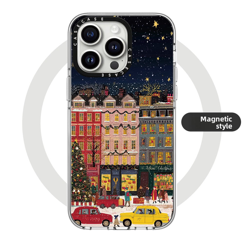 Funda Magnética para iPhone con Diseño Navideño y Acabado Espejo